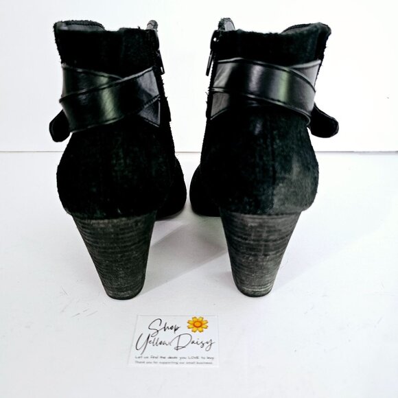 Crown Vintage Black Ankle Boots 8.5M Leather Block Heel‎ Womens Liberty《974》B - Picture 4 of 9